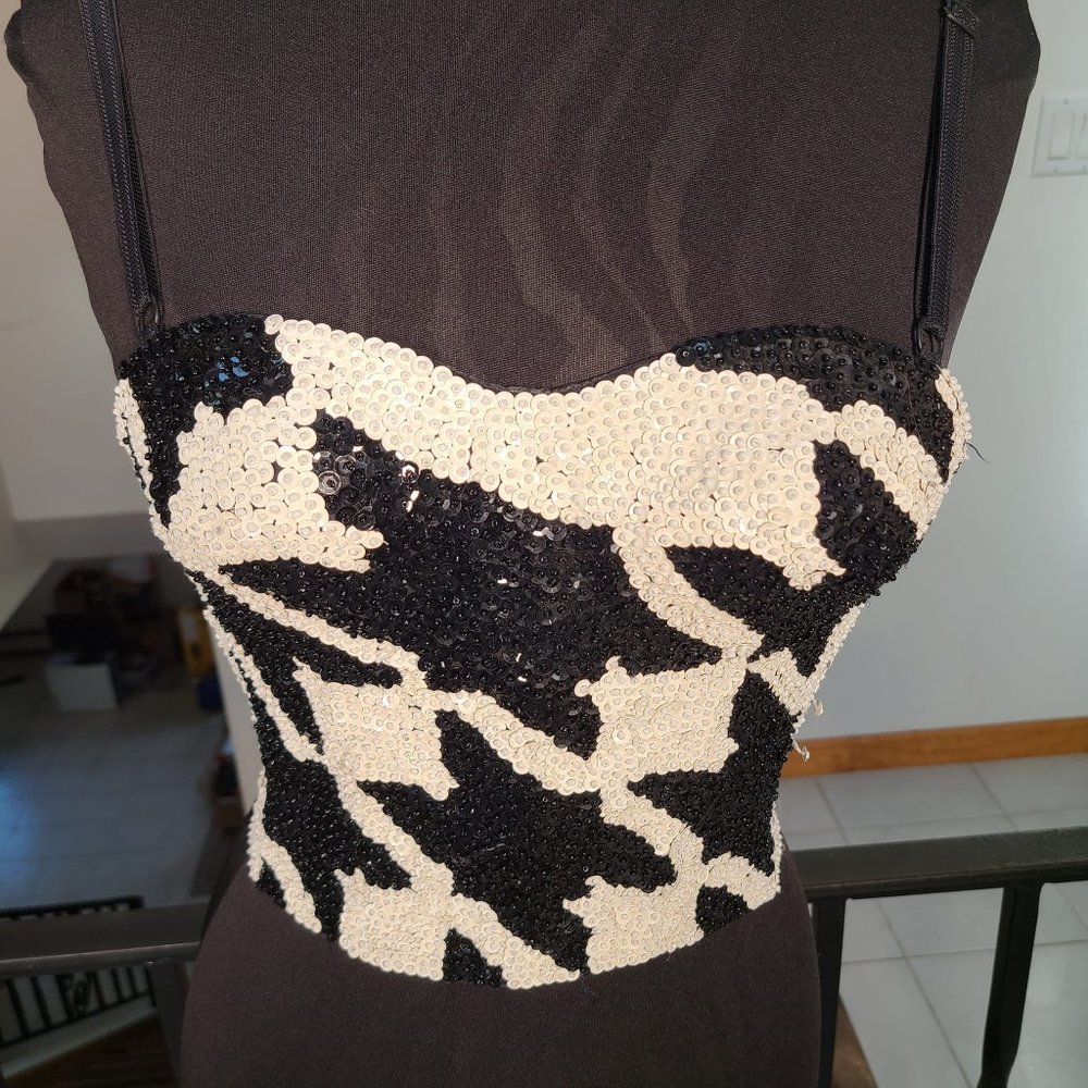 Chantik Vintage Black & White Sequin Bustier
